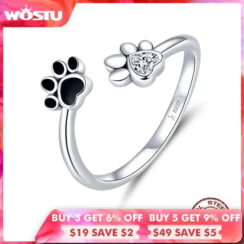 Женское регулируемое кольцо из серебра 100% пробы с собакой | Украшения и