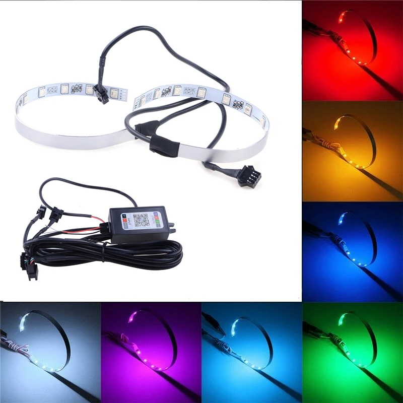 

Car Devil Eyes LED RGB Beam Halo Ring HeadLights Lens Component Bluetooth Control Demon Projector Lamp Strip Car Accessories