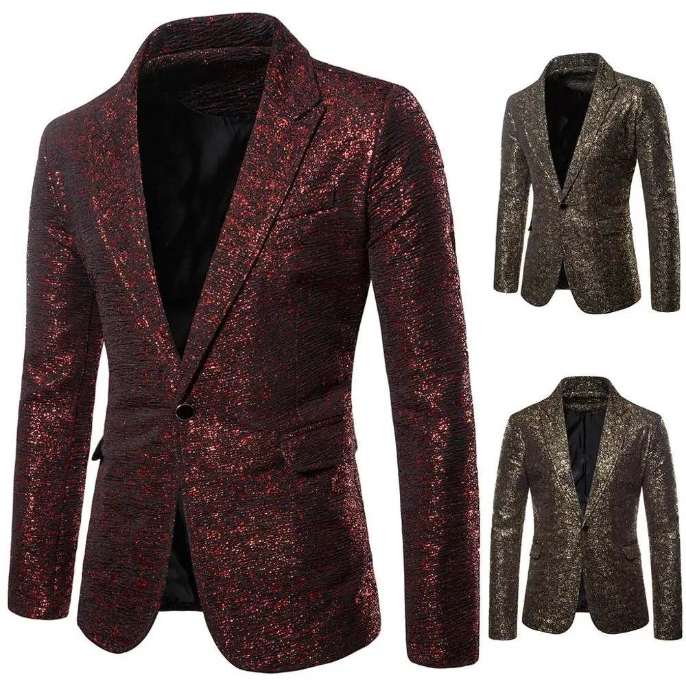 Блейзер Мужской золотистый блестящий блейзер для ночного клуба костюм свадебной