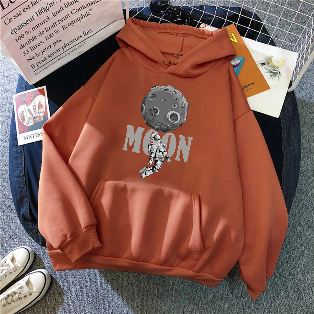 

Moon Space Prints Sweatshirt Woman Fashion Casual Hoodie Fleece Warm Hip Hop Hoodies 2021 Autumn High Quality Female Top
