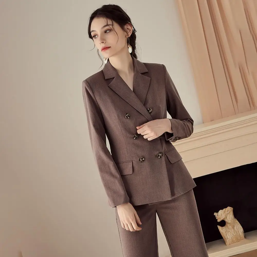 Women's suit new women's slim suit two-piece blazer with trousers set stylish slim double-breasted women's suit new arrivals