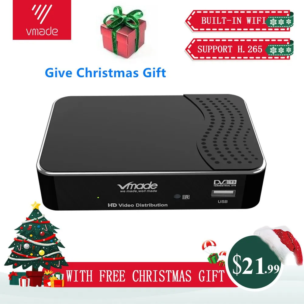 ТВ тюнер Vmade2021 DVB T2 цифровой приемник H.265 HEVC встроенный Wi Fi декодер HD 1080P поддержка
