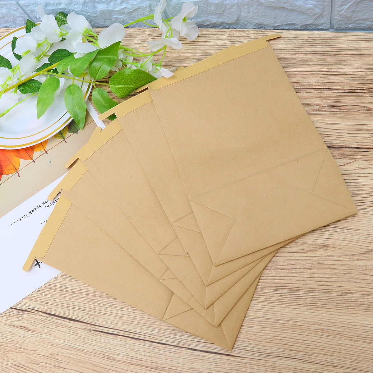 50 шт коричневый крафт бумажный пакет самозапечатывающийся с открытым окном