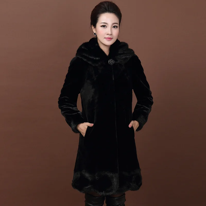 Real Mink Coat Hooded Women Natural Fur Mink Long Coats Winter Jacket With Hood 2021 Fashion Long Sleeve Fur Mink Coat Big Size