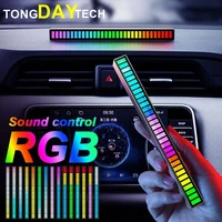 tongdaytechcar sound control light rgb voice activated music rhythm ambient light with 32 led 18 colors car home decoration lamp