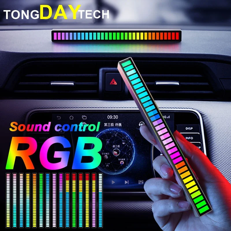 TongdaytechCar ламсветильник с голосовым управлением RGB музыкальный ритм окружающий