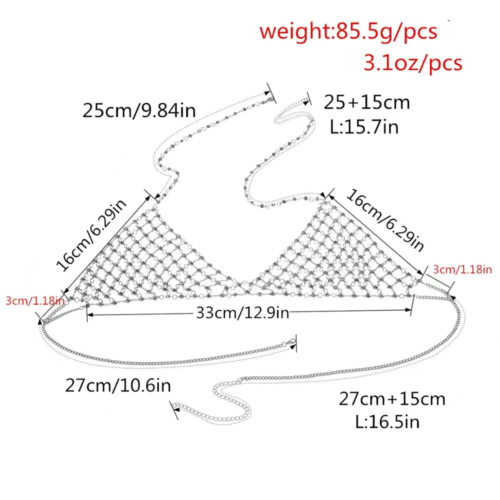 Сетчатый пирсинг сексуальный полый грудь цепь тела кристалл бикини бюстгальтер