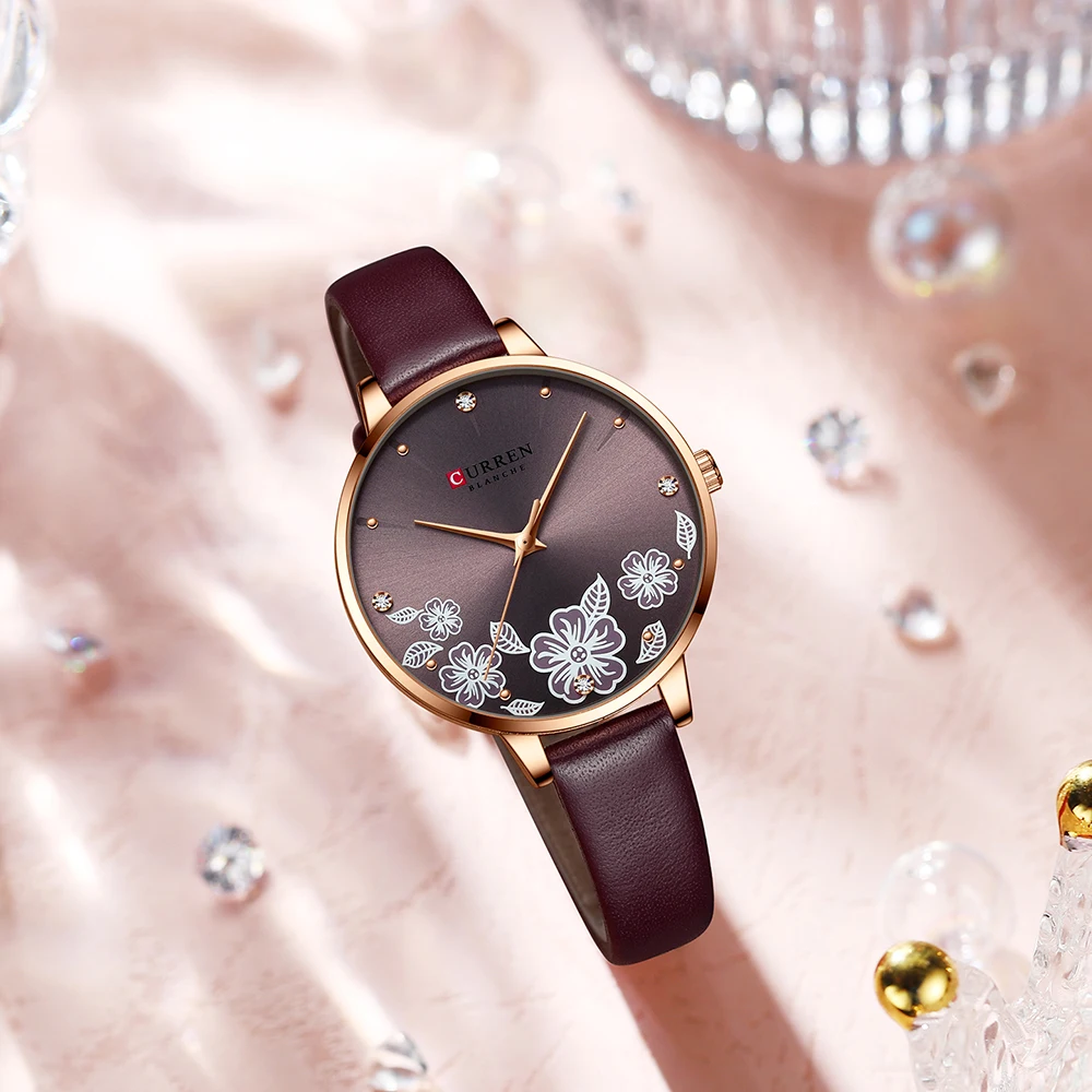 

CURREN Woman Watch 2020 Luxury Elegant Ladies Quartz Wristwatches with Leather NEW Charming Design Female Clock