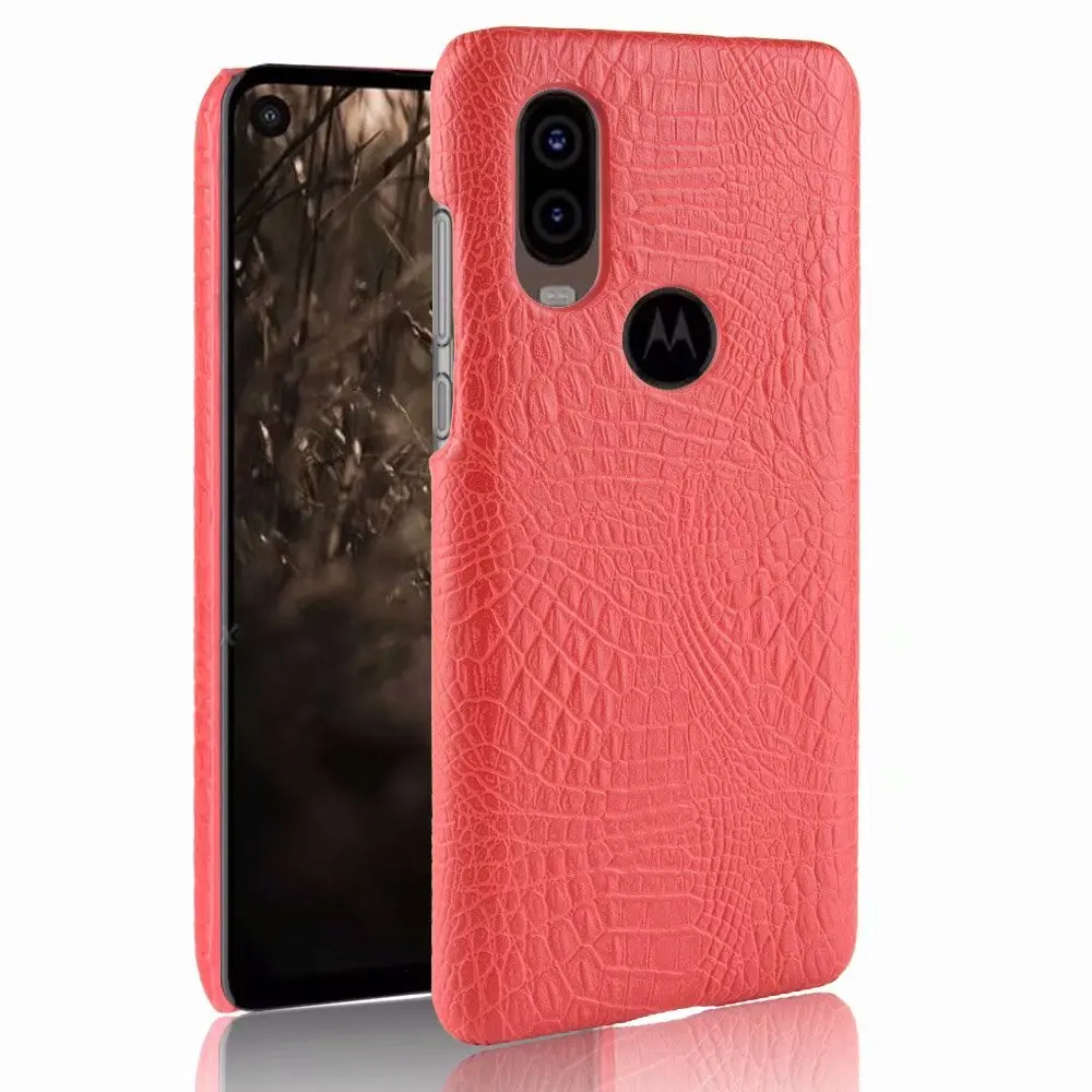 Чехол для Motorola One Vision из искусственной кожи с крокодиловой текстурой и твердым