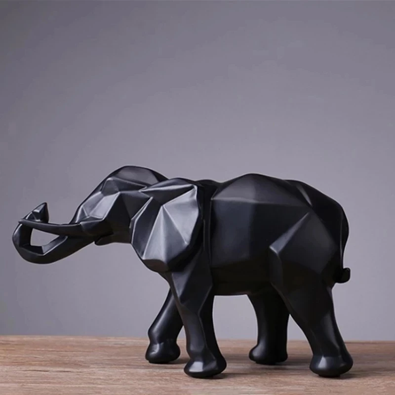 

ASFULL Abstract Gold Elephant Statue Resin Ornaments Home Decoration accessories Gift Geometric Resin Gold Elephant Sculpture