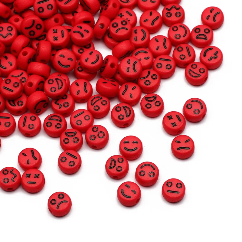 Красные смешанные эмотивы ранние плоские смайлики бусины-разделители для