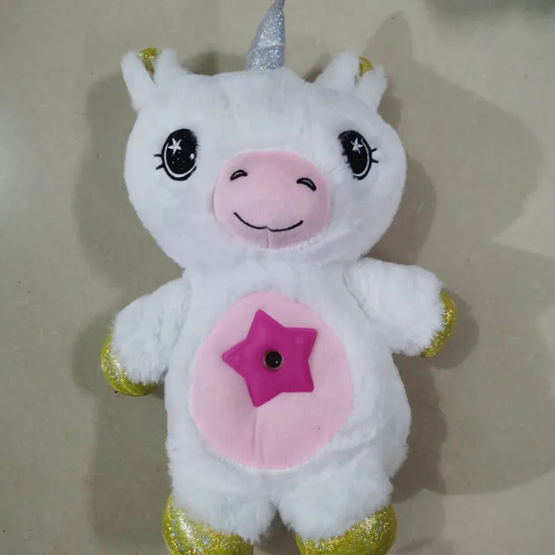 

Ster Een Buik Beer Knuffels Knuffeldier Met Nachtlampje Projector In Buik Snoezige Puppy Poppen Troostende Lights Kids