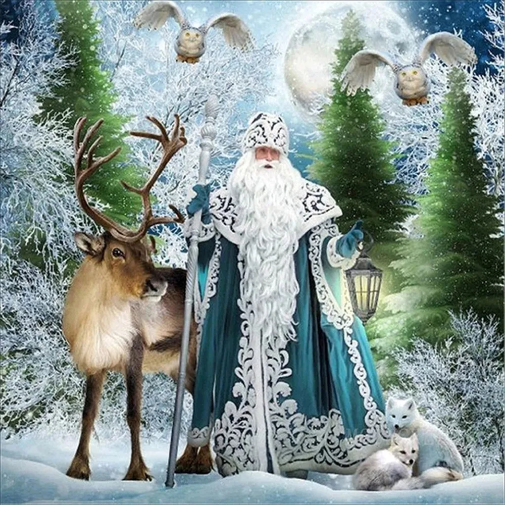 

DIY 5D Diamond Diamond Painting Santa Claus Square Full Diamond Animal Embroidery Home Decoration