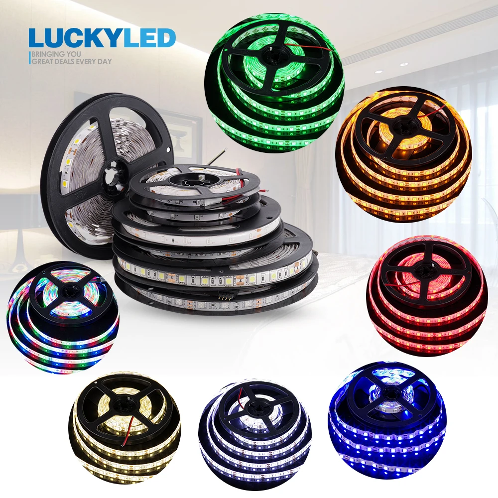 LUCKYLED светодиодный водонепроницаемый SMD 2835 DC 12V 300 светодиодный s 5M 60 светодиодный s/m Гибкая RGB светодиодный Лента светодиодная лента световой ленты декоративная лампа