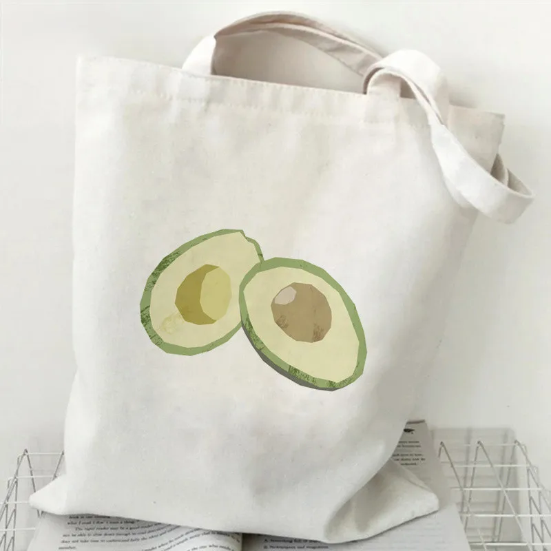 

Avocado Cartoon Personification Amusing Funny Fruit Printed Handbag Gifts For Friends Student And Teacher Book Shoulder Tote Bag