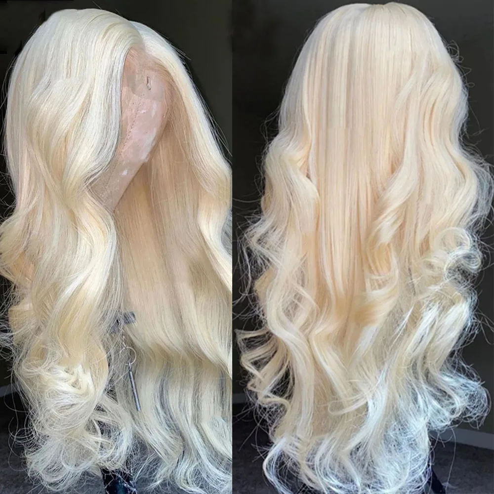 

Ash Blonde 180 % Density 26 Inch 613 Long Body Wave Synthetic Front Lace Wig For Black Women Babyhair Preplucked Cosplay Wig