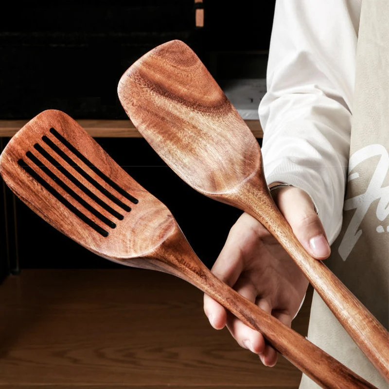 Лопатка Черпак из тикового дерева премиум-класса антипригарная кухонная утварь