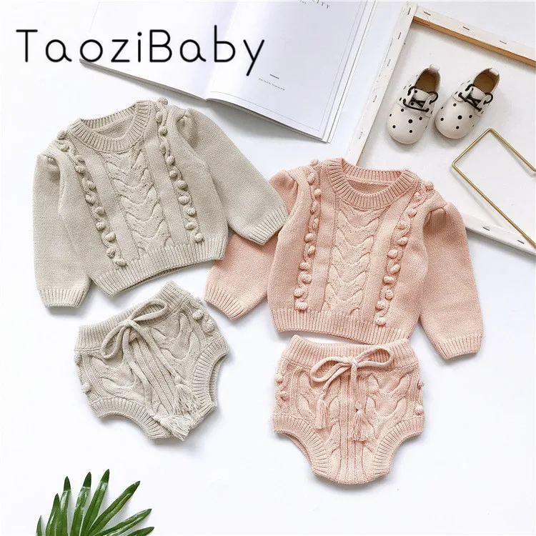 Одежда для маленьких девочек 2019 г. Осенне зимний новый милый вязаный костюм