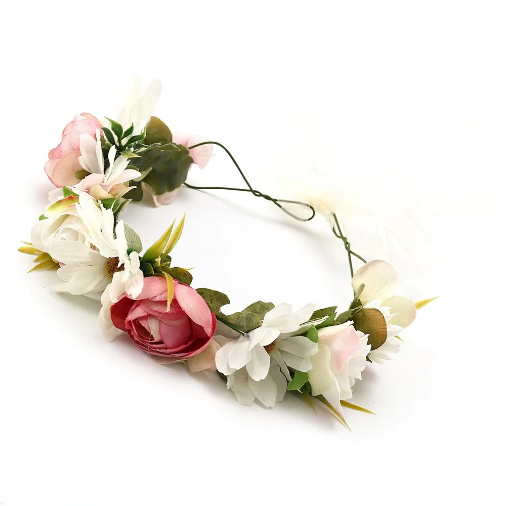 white pink crown Яркая луна, винтажное Ювелирное Украшение, повязка на голову, белые розы, лента для свадьбы, подружки невесты, цветок, корона, модные аксессуары для девочек, женский подарок - Окраска металла: white pink crown