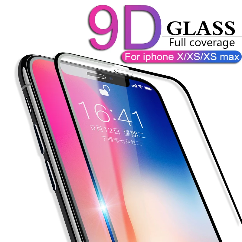 9D Full Cover Tempered Glass on the For iPhone 7 6 6S 8 Plus SE X XR XS 11 Pro Max Curved Edge Screen Protector Front Film | Мобильные