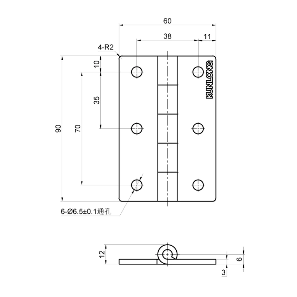 90x60 мм Коммерческий сорт шарикоподшипника дверная петля полностью врезная