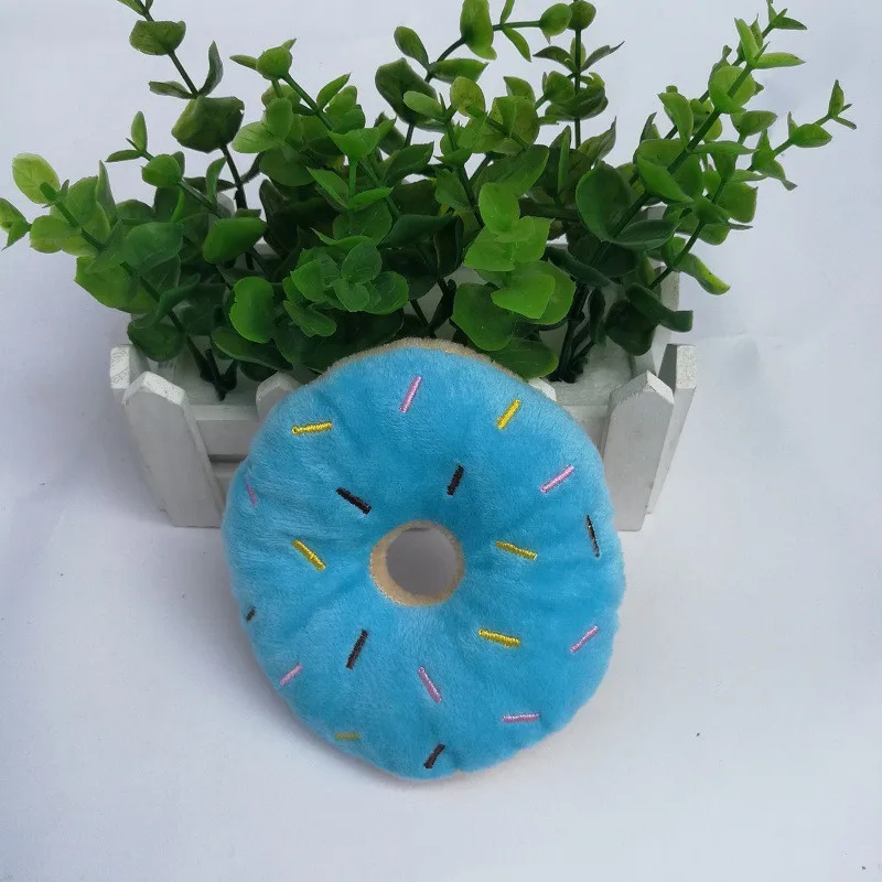 

Soft Dog Donuts Plush Pet Dog Toys For Dogs Chew Toy Cute Puppy Squeaker Sound Interactive Toys Funny Puppy Small Medium Dog Toy