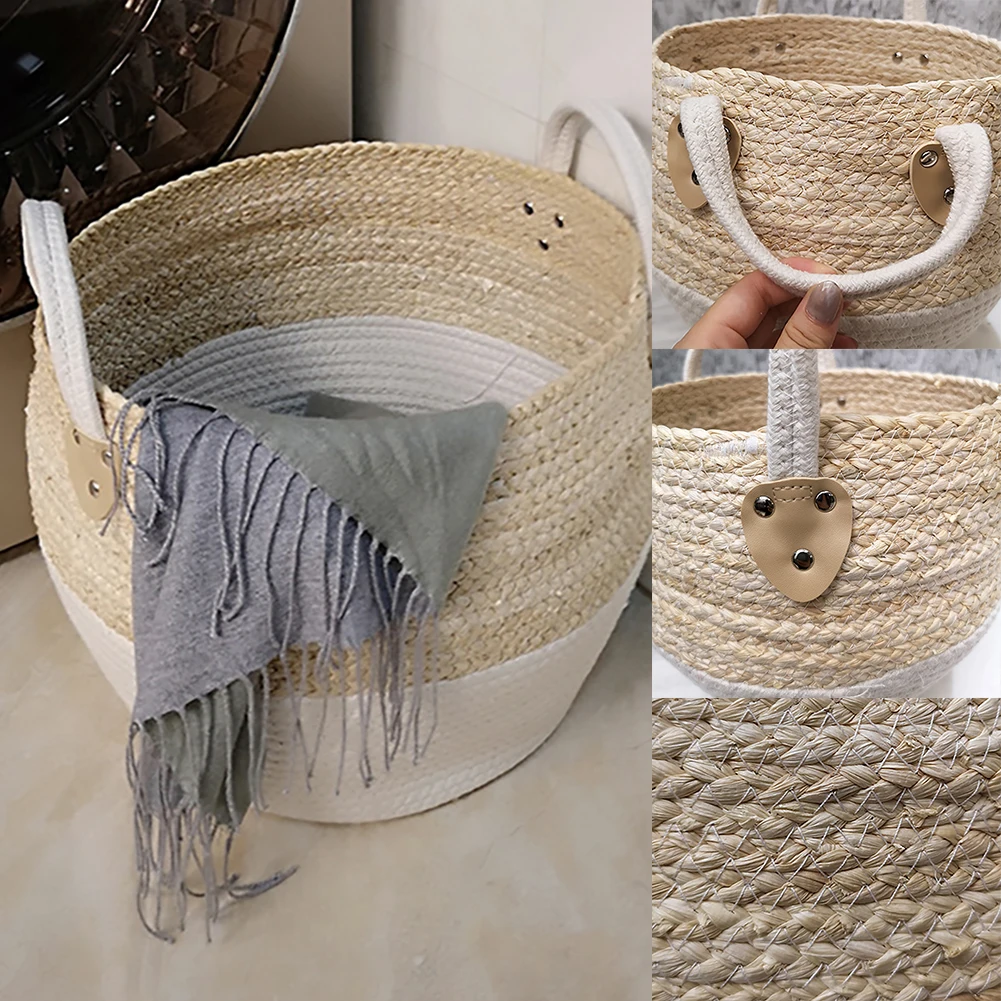 

2021 Natural Woven Storage Basket, Eco-friendly Multi-purpose Durable Toy Sundries Straw Storage Basket With Handle