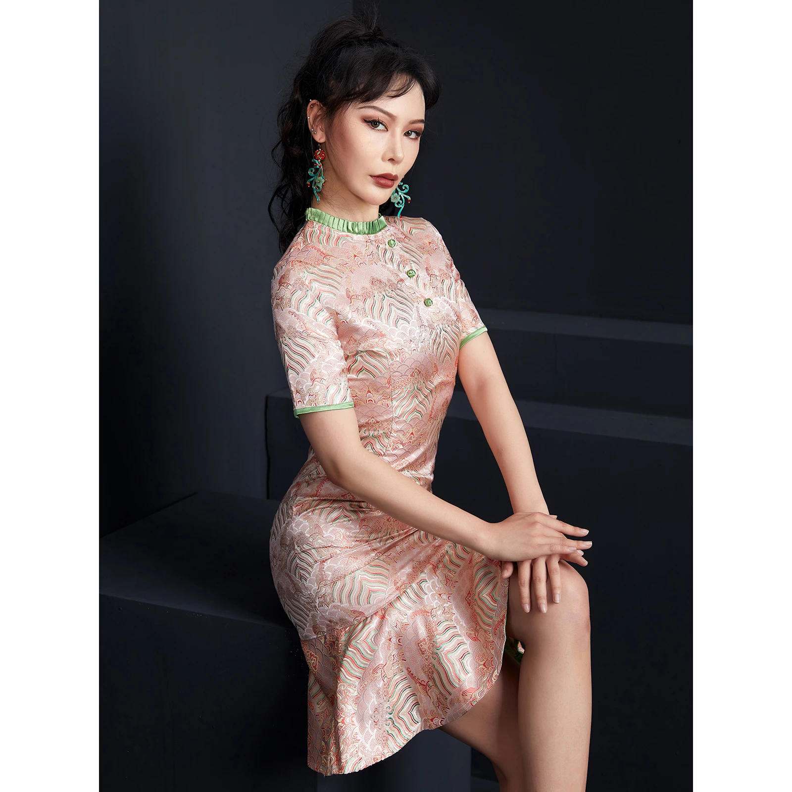 

design restoring ancient ways sparkle of cultivate morality show thin package buttocks peach improved qipao dress