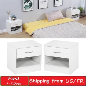 2pcs Bedside Cabinet Table Nightstand Coffee Modern Storage Bedroom Home Furniture 2 Drawers Chest Simple Modern Style HWC