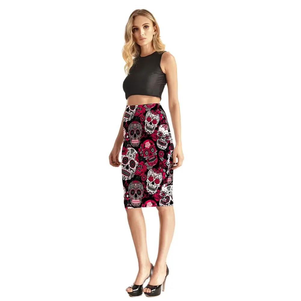 

Женская эластичная юбка с завышенной талией, с 3D-принтом