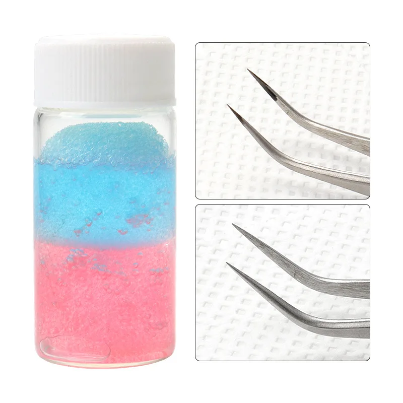 

30ml/Bottle Eyelashes Tweezers Cleaner with Glue Remover Liquid and Sponge Ball Cleaning Makeup Tweezers Cleaning Tools