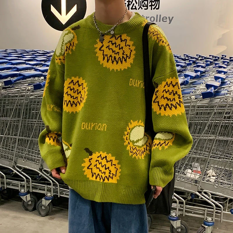 

Loose O-neck Pullover Thick Sweater Autumn Winter Loose High Street Long Sleeve Outerwear Tops Casual Fashion Warm Male Clothing