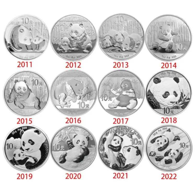 2011 - 2022 Китай 30 г 1 унция Ag.999 Серебряная монета в виде панды | Дом и сад