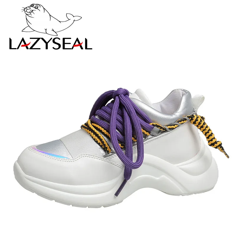 LazySeal кроссовки на платформе из микрофибры женская обувь ботильоны для женщин