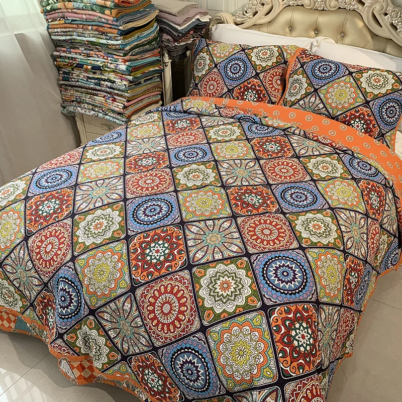 Comprare Set Trapunta In Cotone Boemia 3 Pezzi Copriletto Sul Copriletto Federa Queen Size AB Coperta Laterale Coperta Estiva Per Letto CHAUSUB