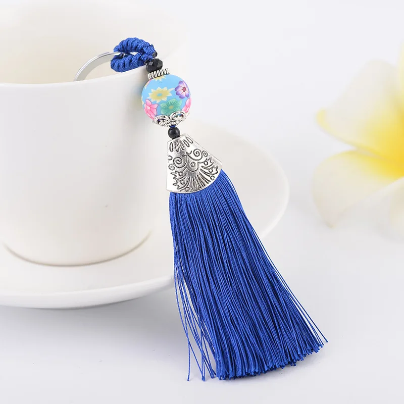 Trendy Retro Chinese Style Series Ice Silk Tassel Keychain Ladies Backpack Mobile Phone Car Key Pendant Fashion Gift Ornament