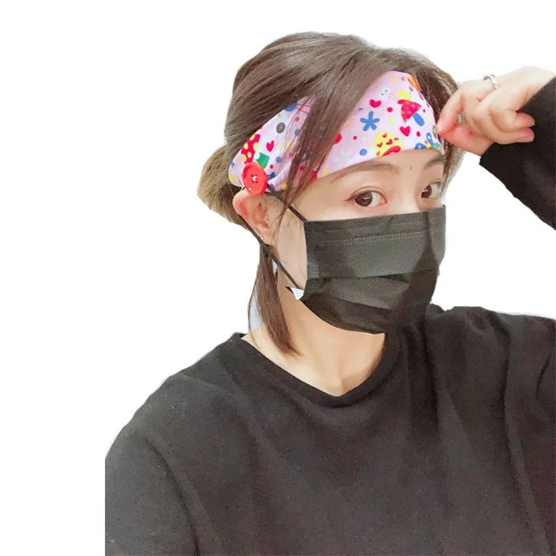 Популярная мультяшная маска Ins Спортивная маска-повязка на голову с пуговицами и