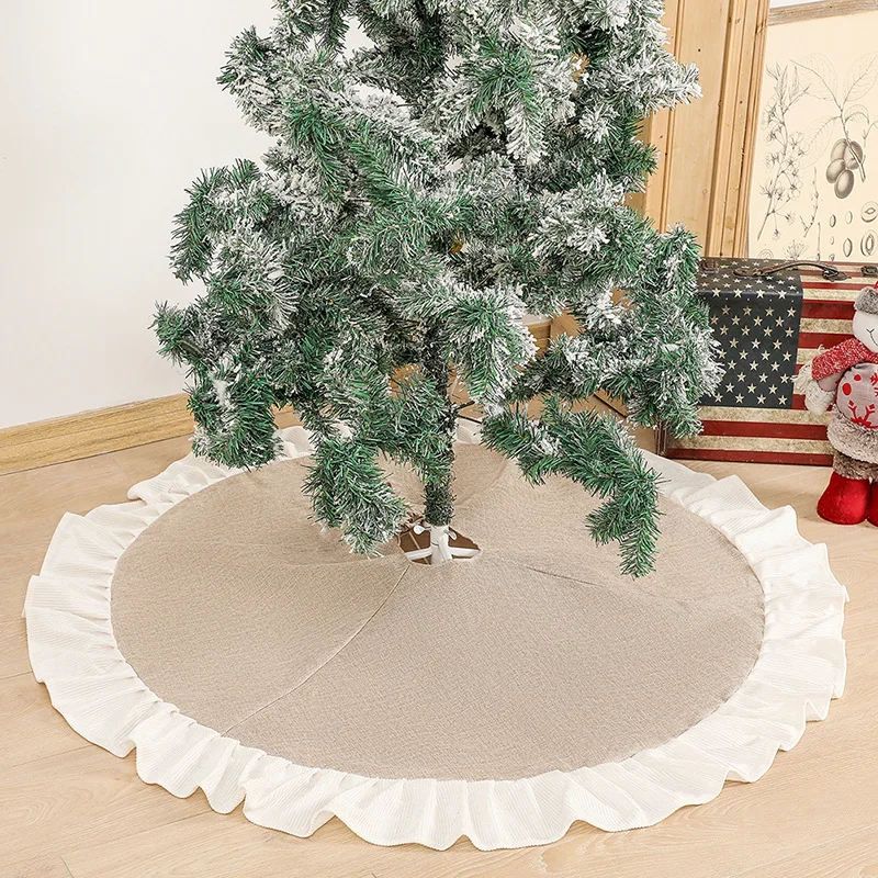 

2021 Khaki Christmas Tree Skirt 48 Inch Xmas Mat Home Decor Ornaments Buttom Apron Holiday Decorations