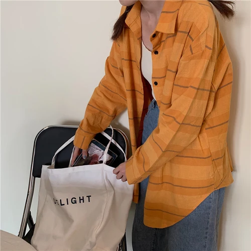 Простая винтажная желтая оранжевая полосатая Длинная тонкая Базовая