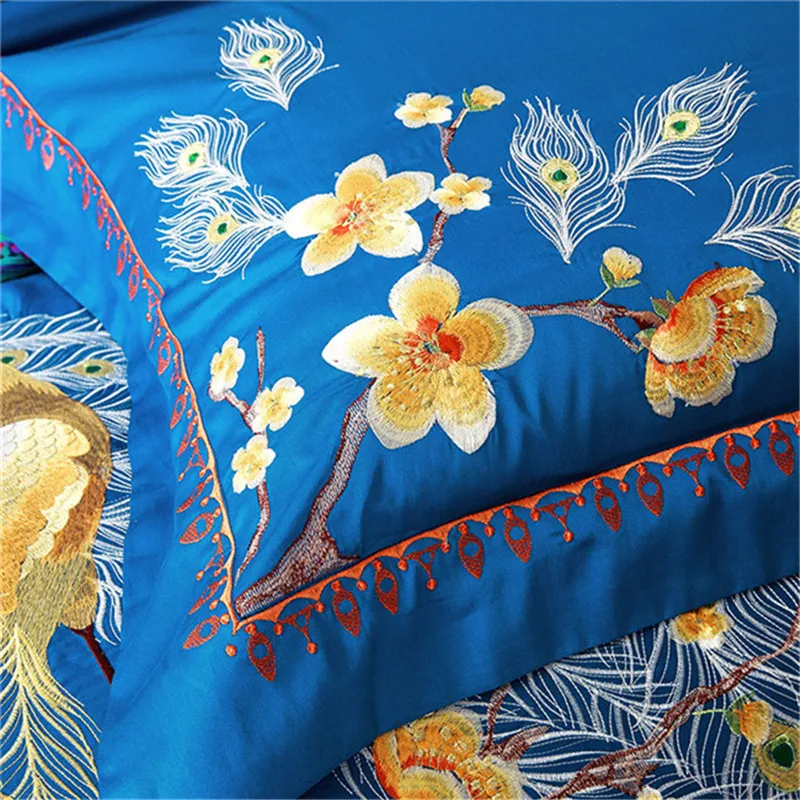

Embroidery Luxury Royal Bedding Set for home King Queen Size 60S Egyptian Cotton Silky 4/6pcs Duvet Cover Bed sheet wedding gift