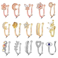 1pcs copper butterfly fake nose piercing clip on heart non piercing nose ring flower faux nose cuff jewelry fake pircing nariz