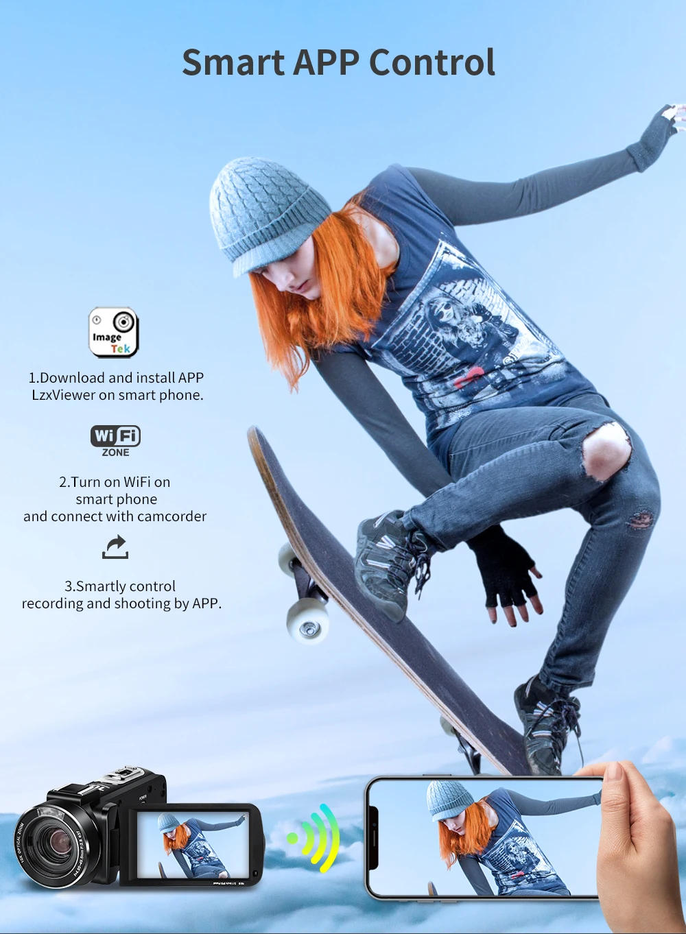 Ordro HDR-AC7 4K UHD видеокамера 10x оптический зум 3,1 ''ips Wi-Fi камера рекордер поддержка микрофона широкоугольный объектив 24mp