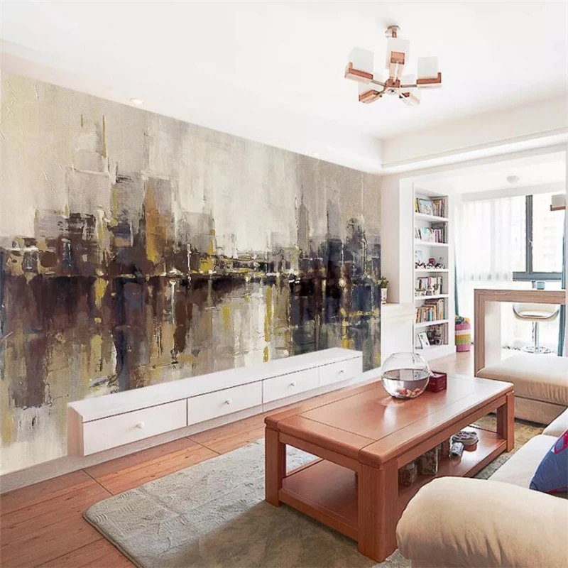 

Drop Shipping Custom Wallpaper Photo Mural City Landscape Abstract Retro European Pure Hand-painted Oil Painting Urban Wallpaper