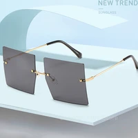 2020 big rimelss square sunglasses women oversize frameless gradient sun glasses female sexy cool shades gafas de sol
