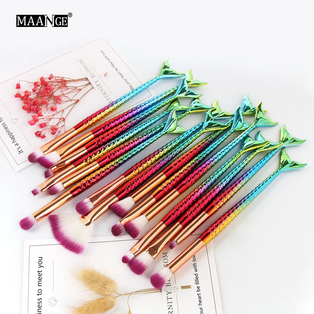 Кисти для макияжа новинка хит Русалочка основа бровей подводка глаз румяна