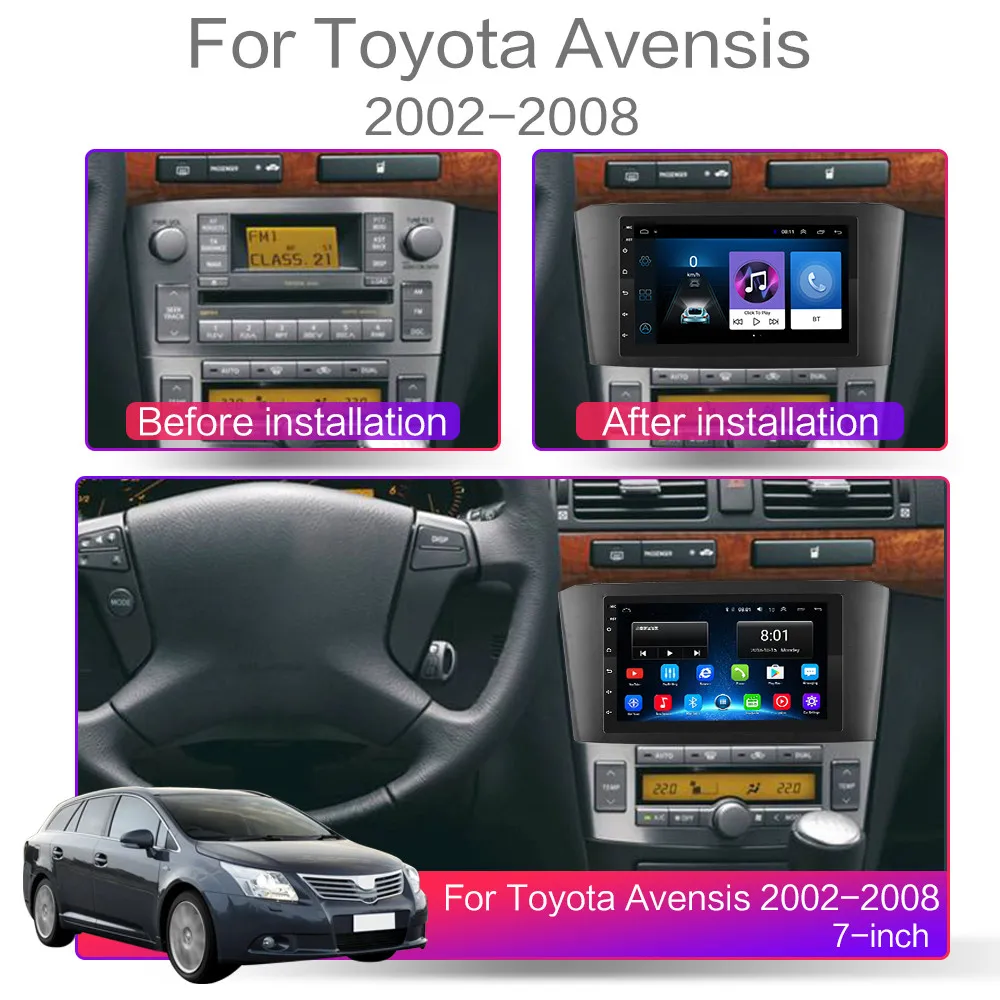 Автомагнитола 2 DIN на Android 9 0 мультимедийный проигрыватель для Toyota Avensis android 2002 2003