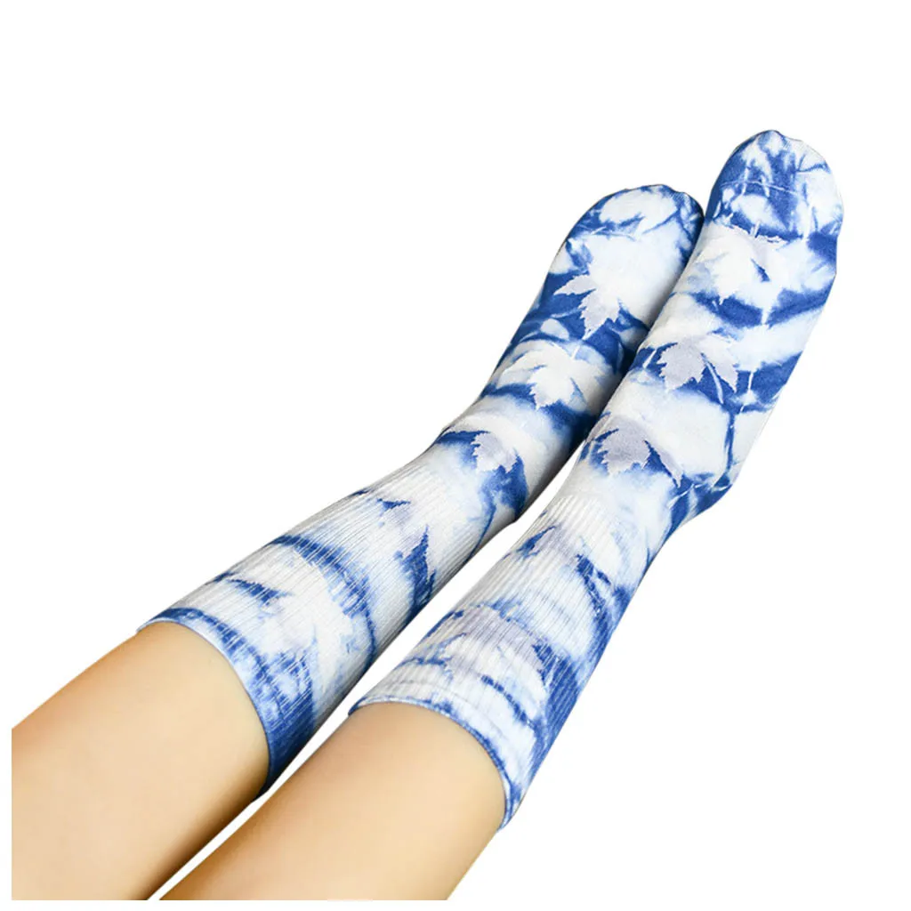 10 Pair Unisex Novelty Maple Leaf Tie-dye Skateboard Socks Cotton Harajuku Hiphop Stockings Sox Ethnic Couple Long Sock Meias | Женская