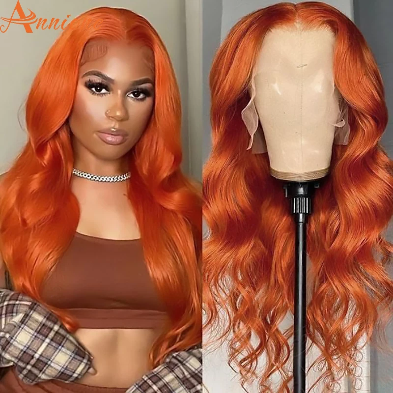 Ginger Orange Color 13x4 Lace Front Wigs Pre Plucked Brazilian Body Wave Human Hair Wigs Remy Hair Glueless Lace Wigs for Women