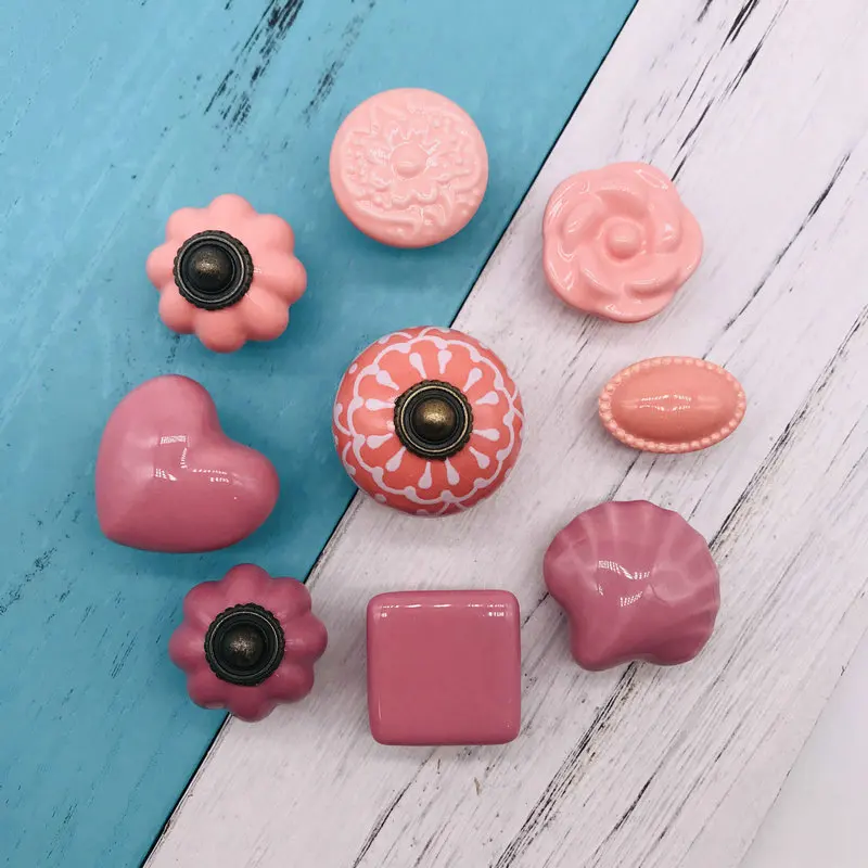 1 шт. розовые керамические дверные ручки в форме тыквы многофункциональные для кухонного шкафа ящика