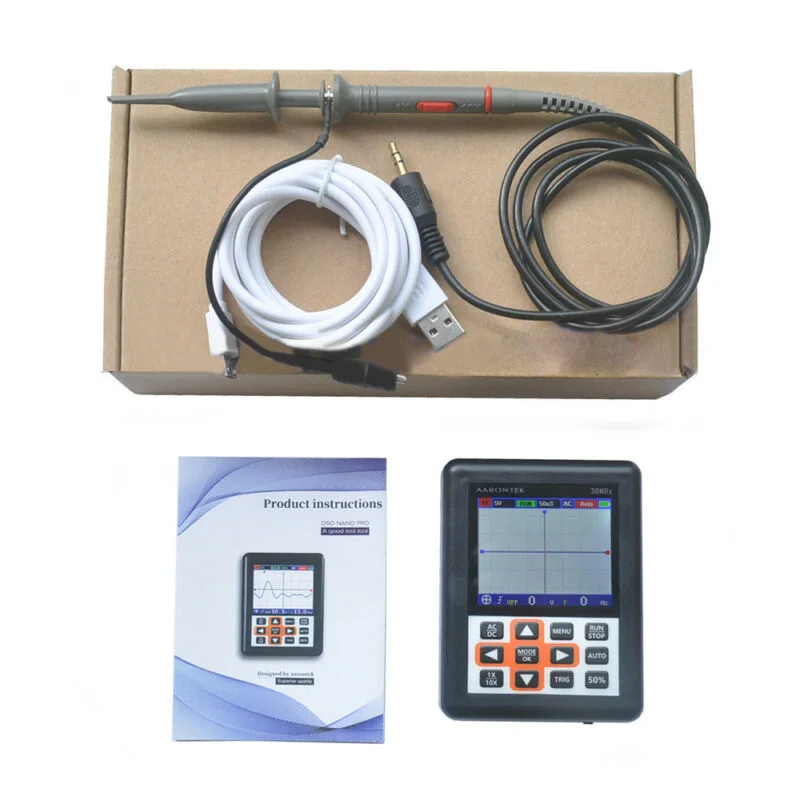 O120 DSO338 Портативный 30 МГц 200MSa/s мини портативный ips ЖК цифровой дисплей Осциллограф USB кабель